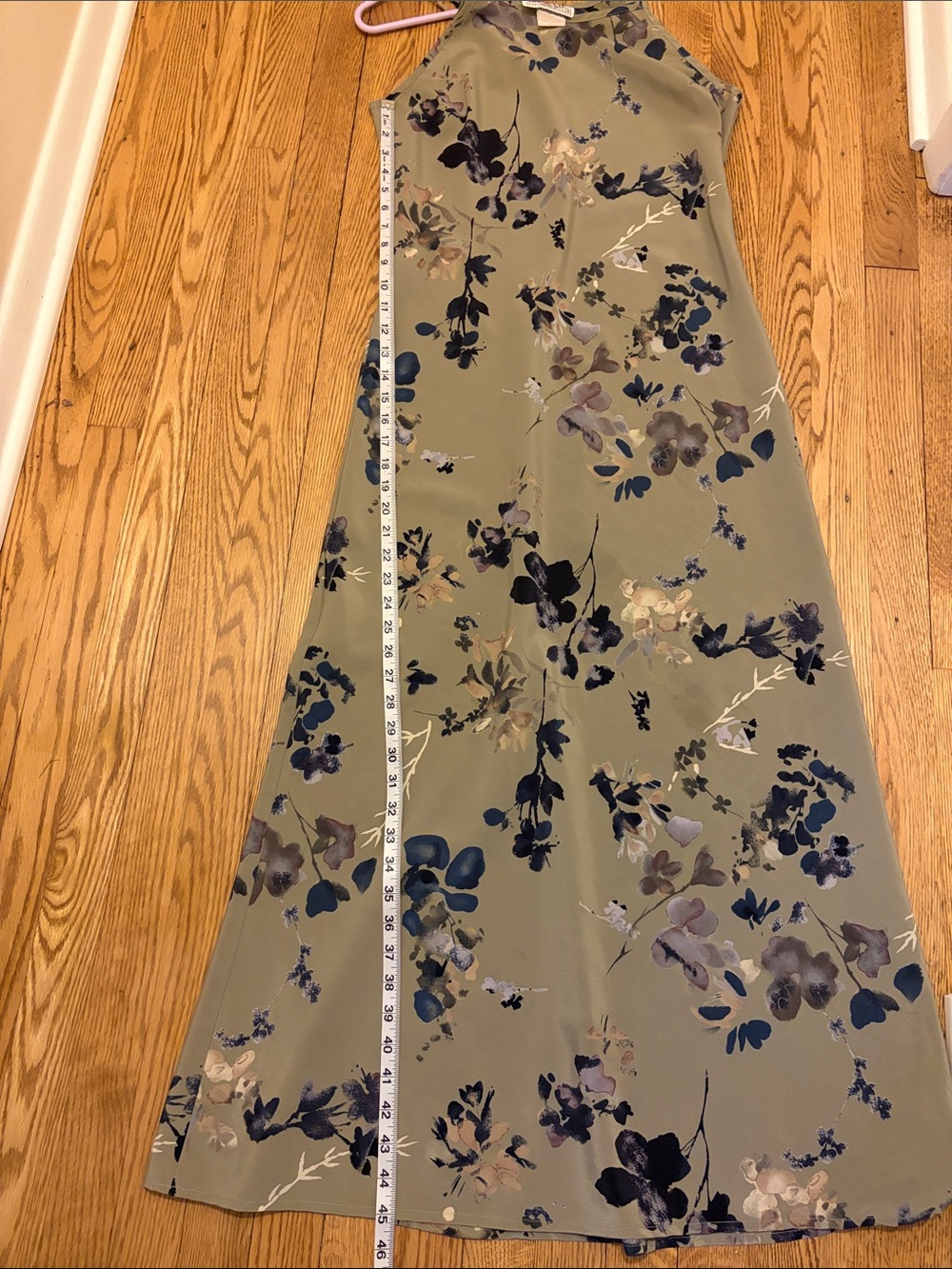 La Belle Olive Maxi Dress with Blue and Gray Floral Print - Picture 5 of 6